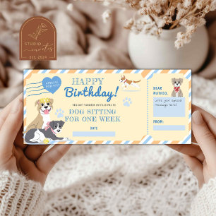 Dog Sitting Birthday Gift Voucher