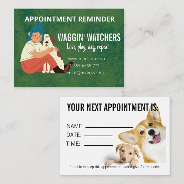 Dog Sitting Business Custom Appointment Card (Front/Back)