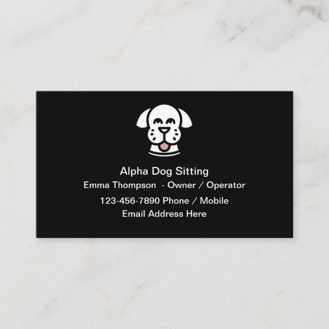 Dog Sitting Cute Simple Business Cards (Front)