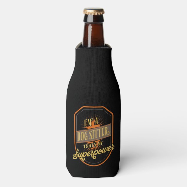 Dog Sitting Dog Sitter Bottle Cooler (Bottle Front)