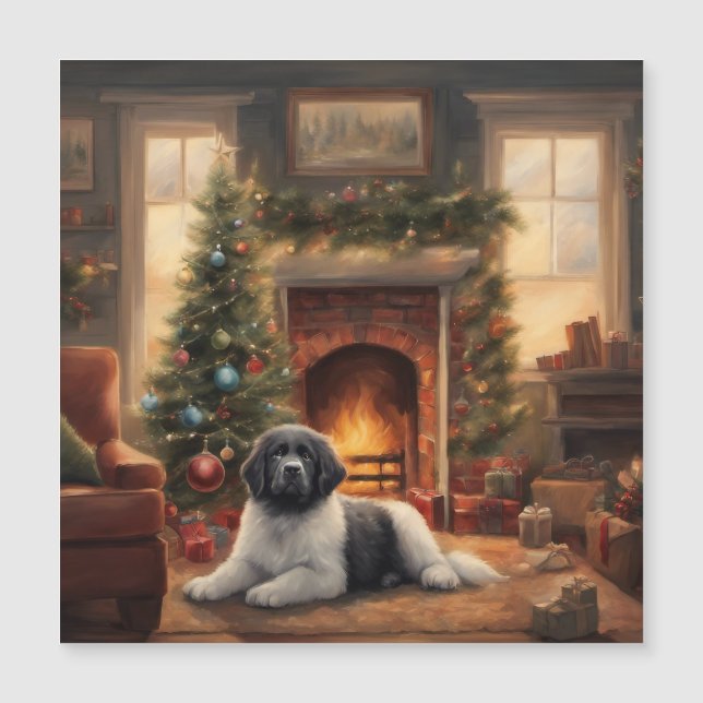 Dog Sitting In Front Of A Christmas Tree (Front)