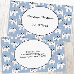 Dog Sitting Jack Russell Terrier Blue Business Card