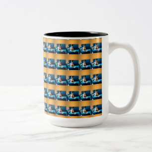 Dog Sitting On A Chair Two-Tone Coffee Mug