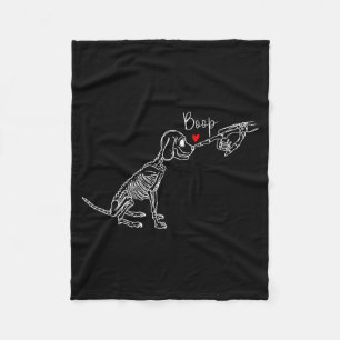 Dog Skeleton Boop Dog Funny Halloween Girl Men Fleece Blanket