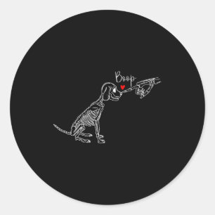 Dog Skeleton Boop Dog Funny Halloween Girl Men Wom Classic Round Sticker