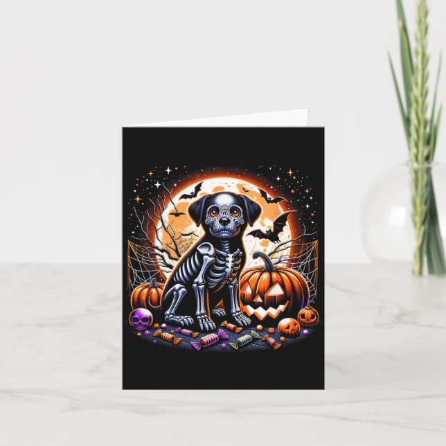 Dog Skeleton Halloween Card (Front)