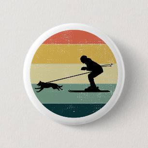 Dog Skijoring Extreme Winter Sport Ski Race Racing 6 Cm Round Badge