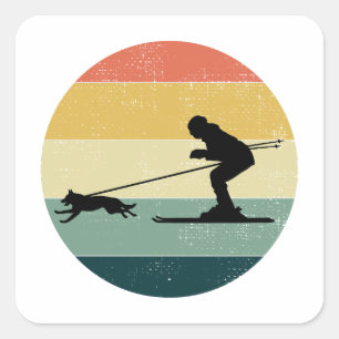 Dog Skijoring Extreme Winter Sport Ski Race Racing Square Sticker