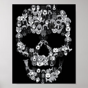 Dog Skull - Creepy Puppy Skeleton - Halloween Poster