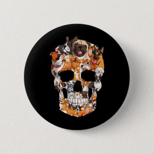 Dog Skull Dogs Paw Lover Halloween Costume Men 6 Cm Round Badge