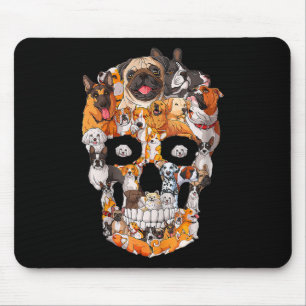 Dog Skull Dogs Paw Lover Halloween Dog Skeleton Mouse Pad