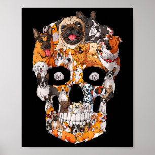 Dog Skull Dogs Paw Lover Halloween Dog Skeleton  Poster