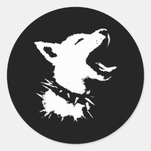 Dog Skull Punk Y2k Cute Creepy Puppy Goth Black Classic Round Sticker
