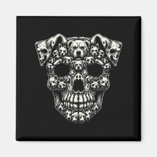 Dog Skull X-Ray Halloween Skeleton Black Long Magnet