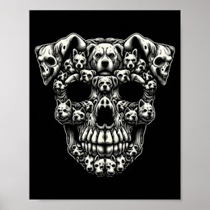 Dog Skull X-Ray Halloween Skeleton Black Long Poster