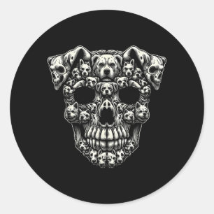 Dog Skull X-Ray Halloween Skeleton Black Men Women Classic Round Sticker