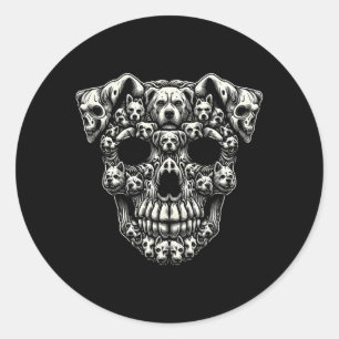 Dog Skull X-Ray Halloween Skeleton Black Premium Classic Round Sticker