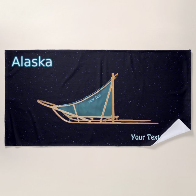 Dog Sled - Alaska Beach Towel (Front)