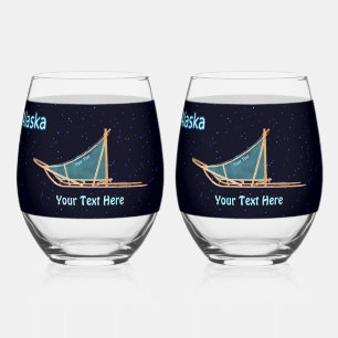 Dog Sled - Alaska Stemless Wine Glass