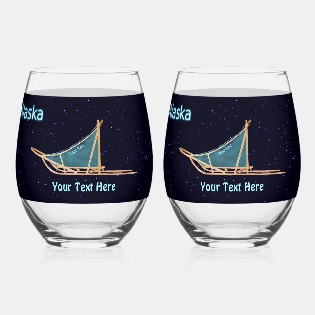 Dog Sled - Alaska Stemless Wine Glass (Front)