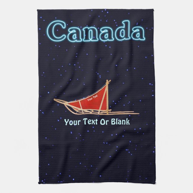 Dog Sled - Canada Tea Towel (Vertical)