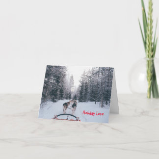 Dog Sled Christmas Holiday Love Card