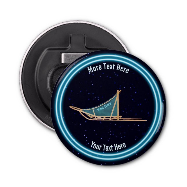 Dog Sled On Stars Bottle Opener (Front)