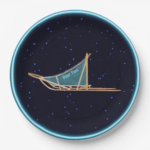 Dog Sled On Stars Paper Plate