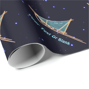 Dog Sled On Stars Wrapping Paper