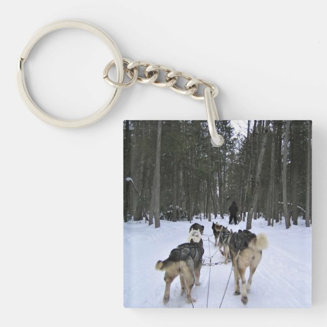 Dog Sledding in Quebec, Canada Key Ring (Front)