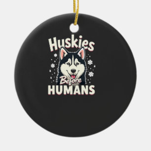 Dog Sledding Mushing Adventure Husky Team Winter   Ceramic Ornament