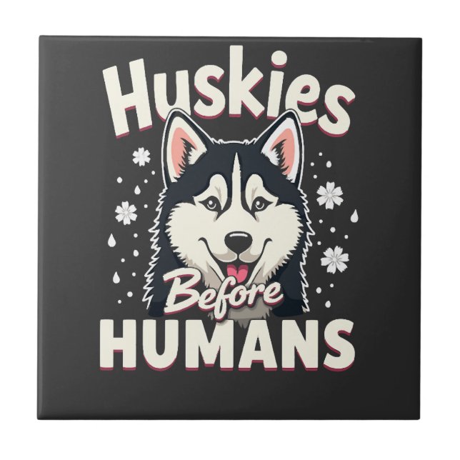 Dog Sledding Mushing Adventure Husky Team Winter   Ceramic Tile (Front)