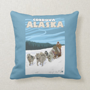 Dog Sledding Scene - Cordova, Alaska Cushion