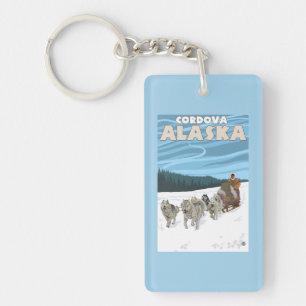 Dog Sledding Scene - Cordova, Alaska Key Ring