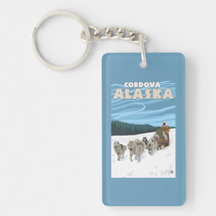 Dog Sledding Scene - Cordova, Alaska Key Ring