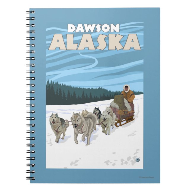 Dog Sledding Scene - Dawson, Alaska Notebook (Front)