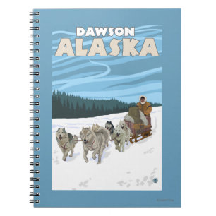 Dog Sledding Scene - Dawson, Alaska Notebook