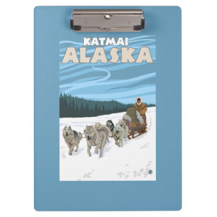 Dog Sledding Scene - Katmai, Alaska Clipboard