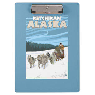 Dog Sledding Scene - Ketchikan, Alaska Clipboard