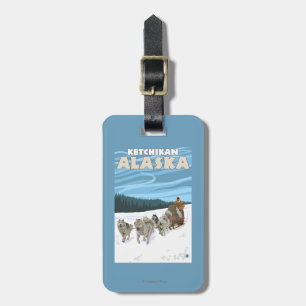 Dog Sledding Scene - Ketchikan, Alaska Luggage Tag