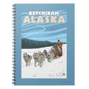 Dog Sledding Scene - Ketchikan, Alaska Notebook