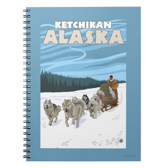 Dog Sledding Scene - Ketchikan, Alaska Notebook (Front)