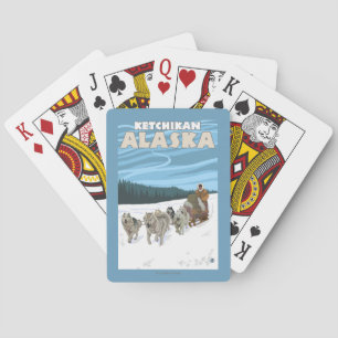Dog Sledding Scene - Ketchikan, Alaska Playing Cards