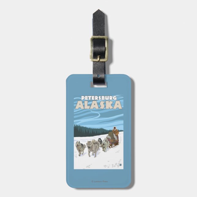 Dog Sledding Scene - Petersburg, Alaska Luggage Tag (Front Vertical)