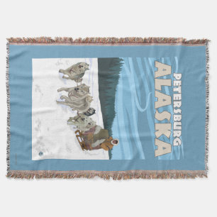 Dog Sledding Scene - Petersburg, Alaska Throw Blanket