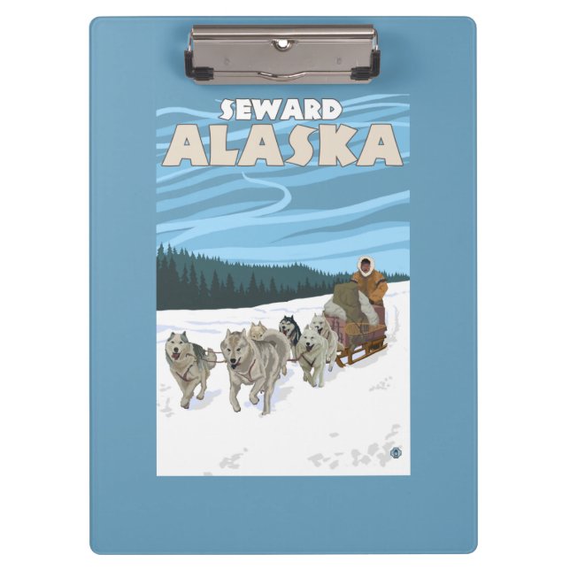 Dog Sledding Scene - Seward, Alaska Clipboard (Front)