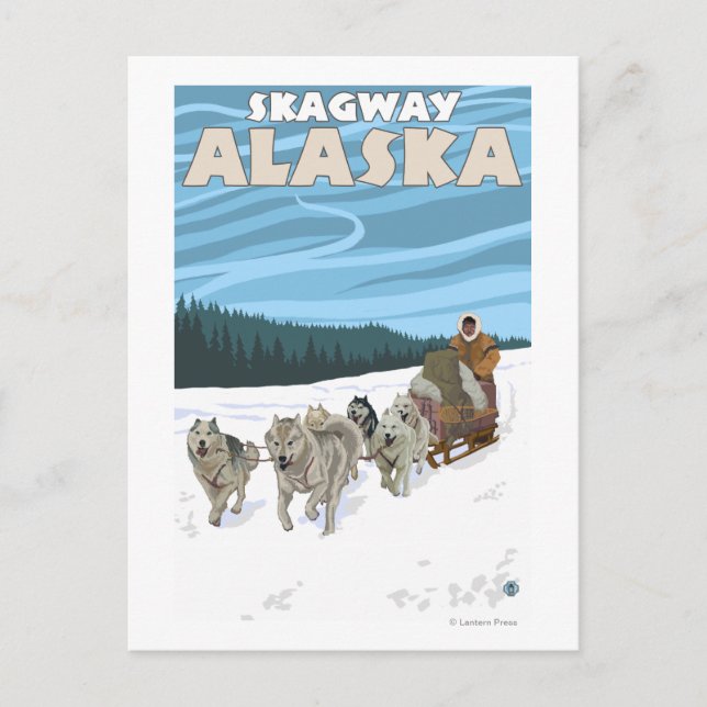 Dog Sledding Scene - Skagway, Alaska Postcard (Front)