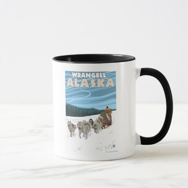 Dog Sledding Scene - Wrangell, Alaska Mug (Right)