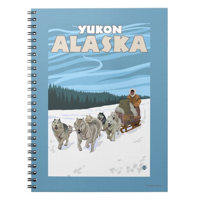 Dog Sledding Scene - Yukon, Alaska Notebook (Front)