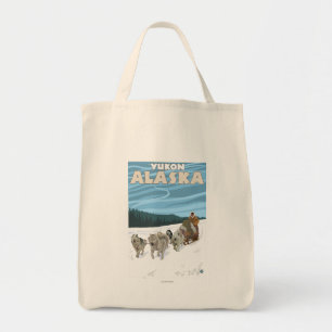 Dog Sledding Scene - Yukon, Alaska Tote Bag